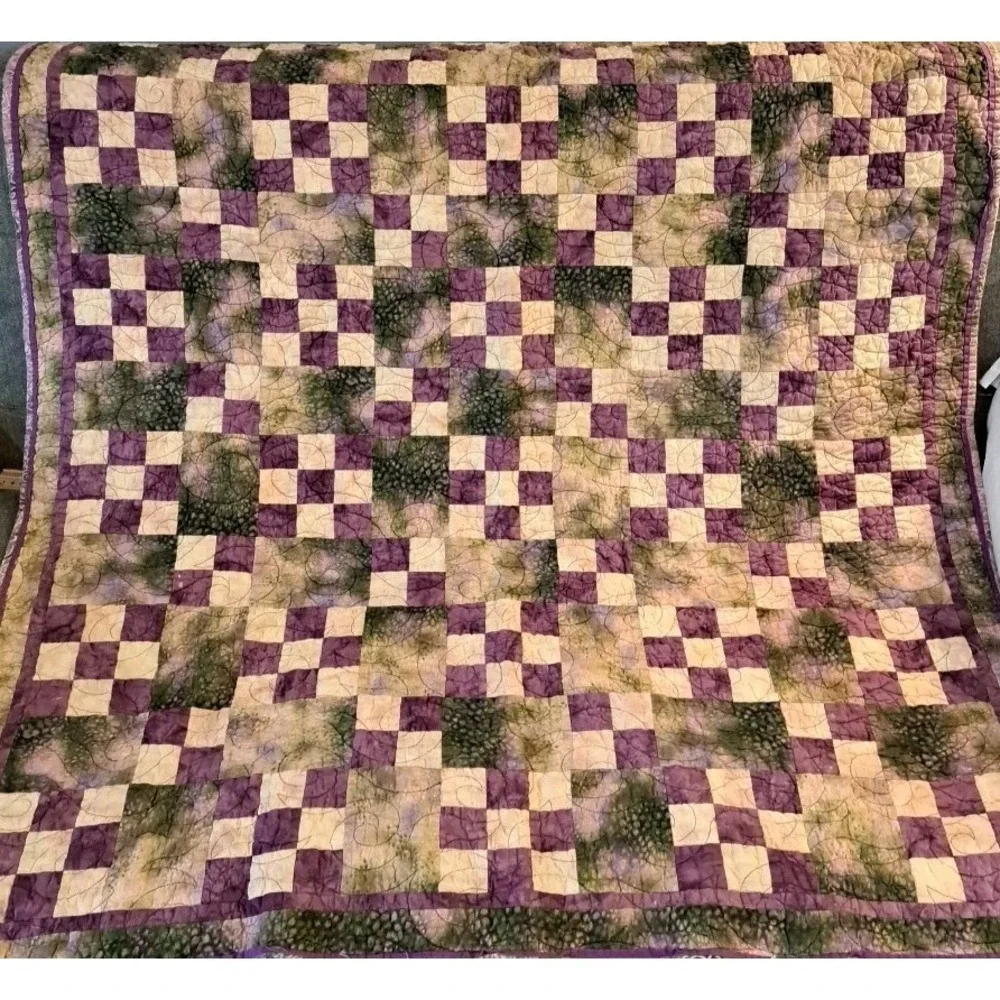 Shades Of Purple Checkerboard Pattern Quilt 44 X 50